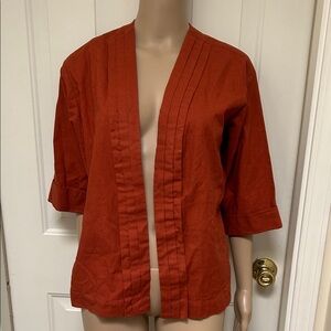 Vintage 70s Rust Terra Cotta Open-Front Blazer Kimono Jacket